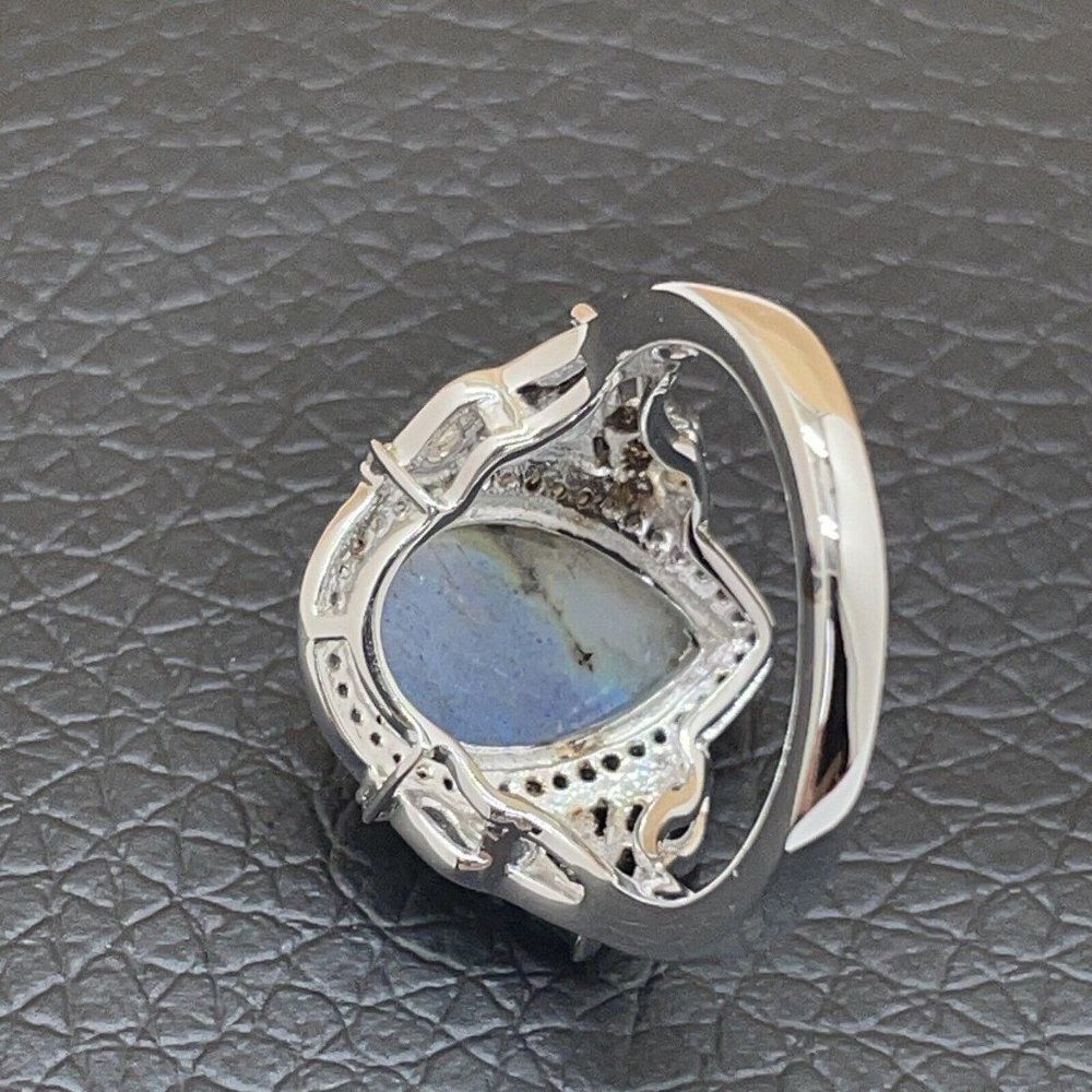 Colleen Lopez Labradorite Ring London Blue Topaz Sterling .925 White Topaz 7.75 - Picture 10 of 11